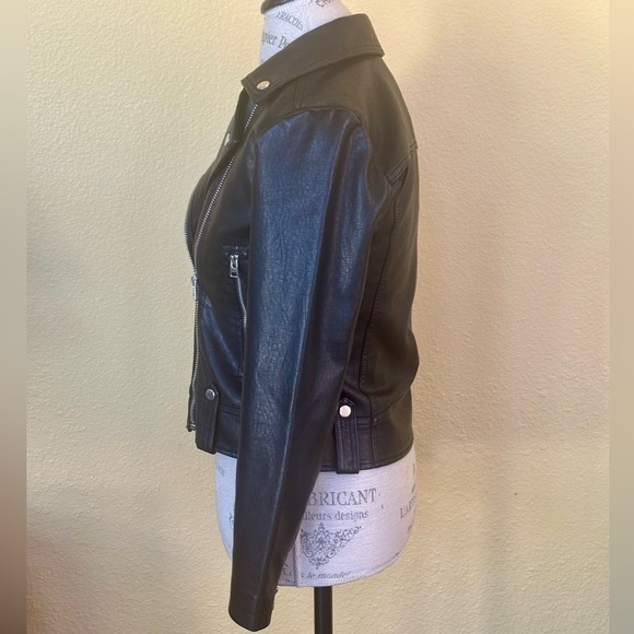 NWT! TopShop Black Faux Leather “Biker Moto” Jacket Size 4 Petite - Picture 8 of 10